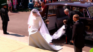 Meghan arriving in her gorgeous gown